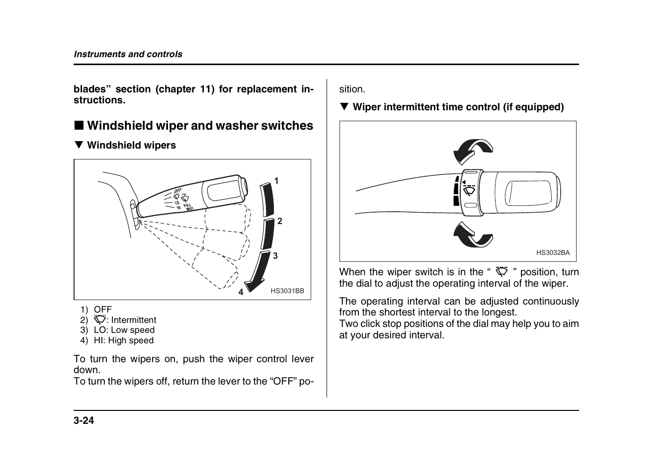 Windshield wiper and washer switches | Subaru 2004 Forester X User Manual | Page 153 / 439