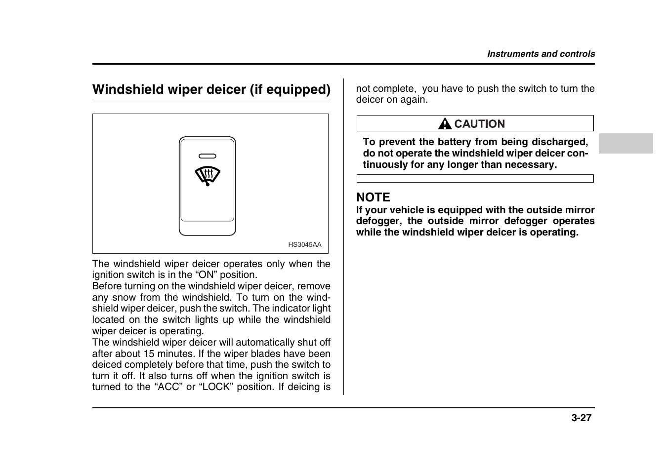 Windshield wiper deicer (if equipped) | Subaru 2004 Forester X User Manual | Page 156 / 439