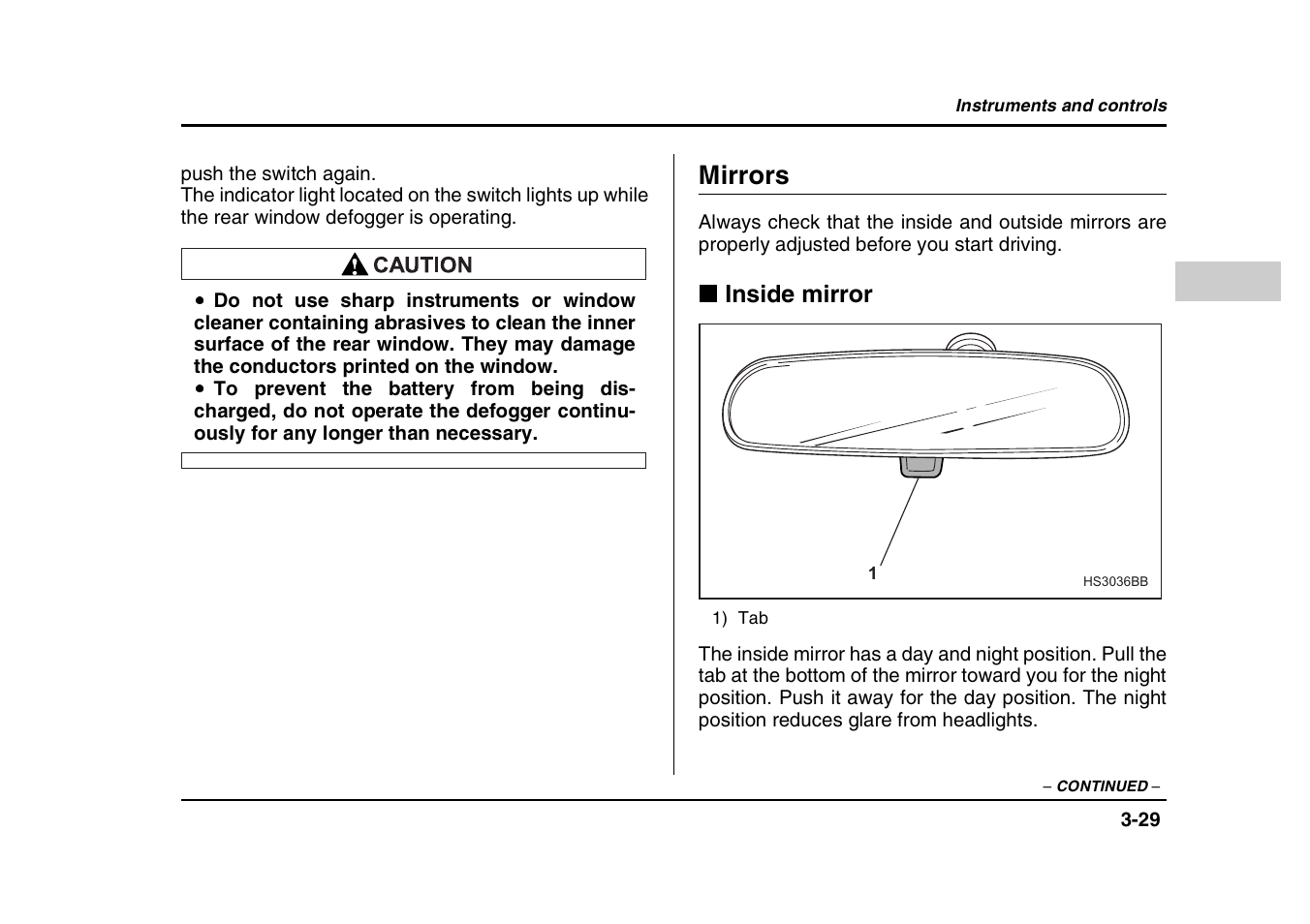 Mirrors, Inside mirror | Subaru 2004 Forester X User Manual | Page 158 / 439