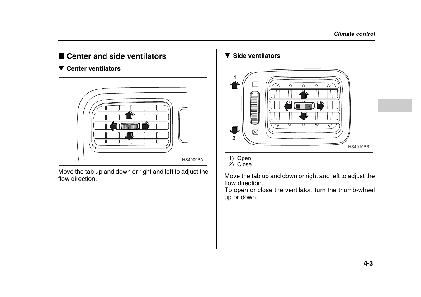 Center and side ventilators | Subaru 2004 Forester X User Manual | Page 168 / 439