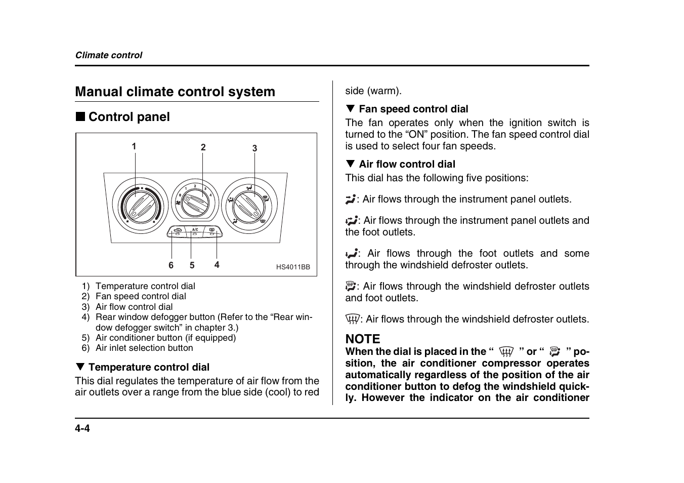 Manual climate control system | Subaru 2004 Forester X User Manual | Page 169 / 439