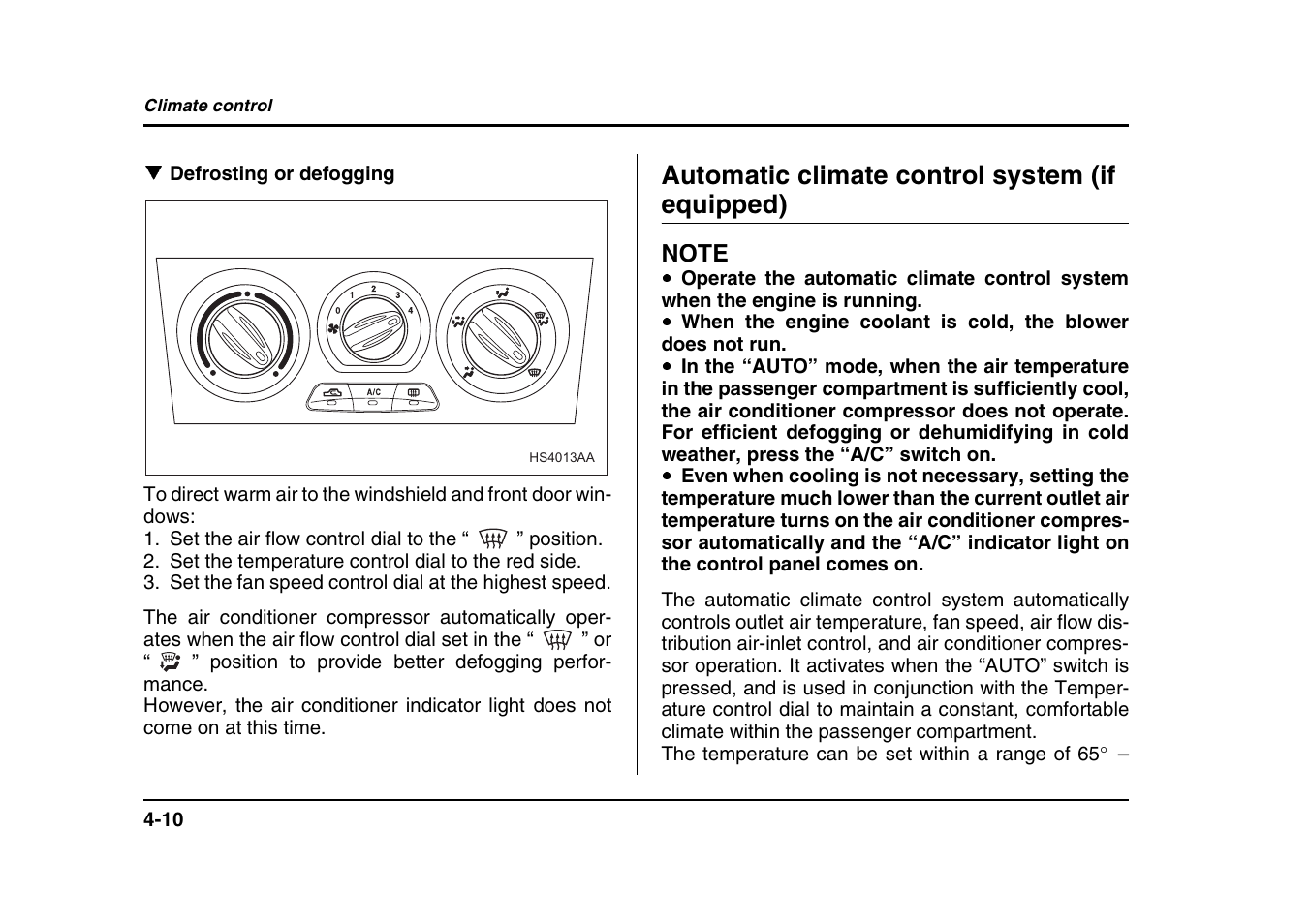 Automatic climate control system (if equipped) | Subaru 2004 Forester X User Manual | Page 175 / 439