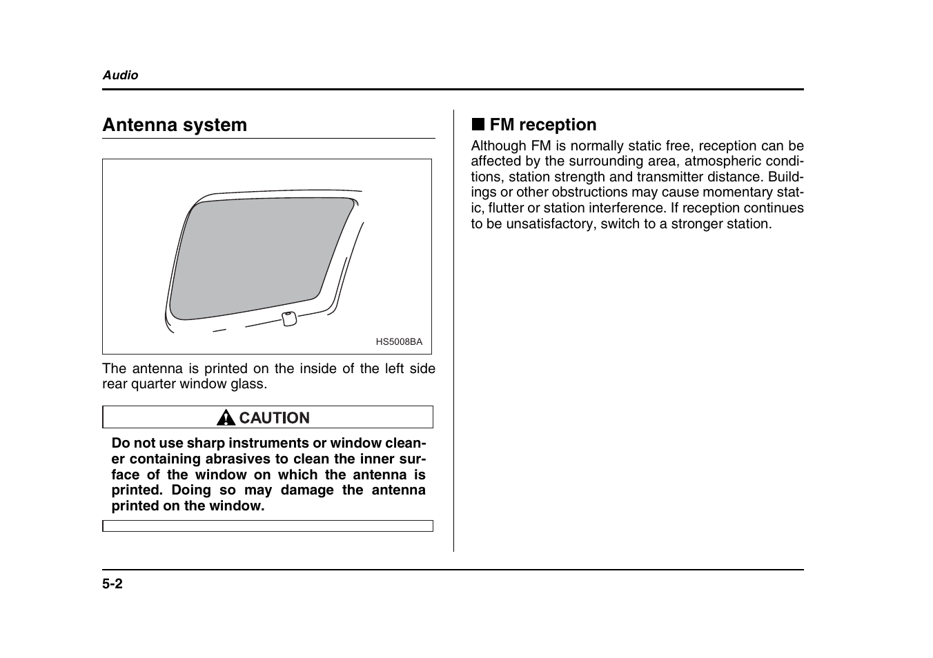 Antenna system, Fm reception | Subaru 2004 Forester X User Manual | Page 189 / 439