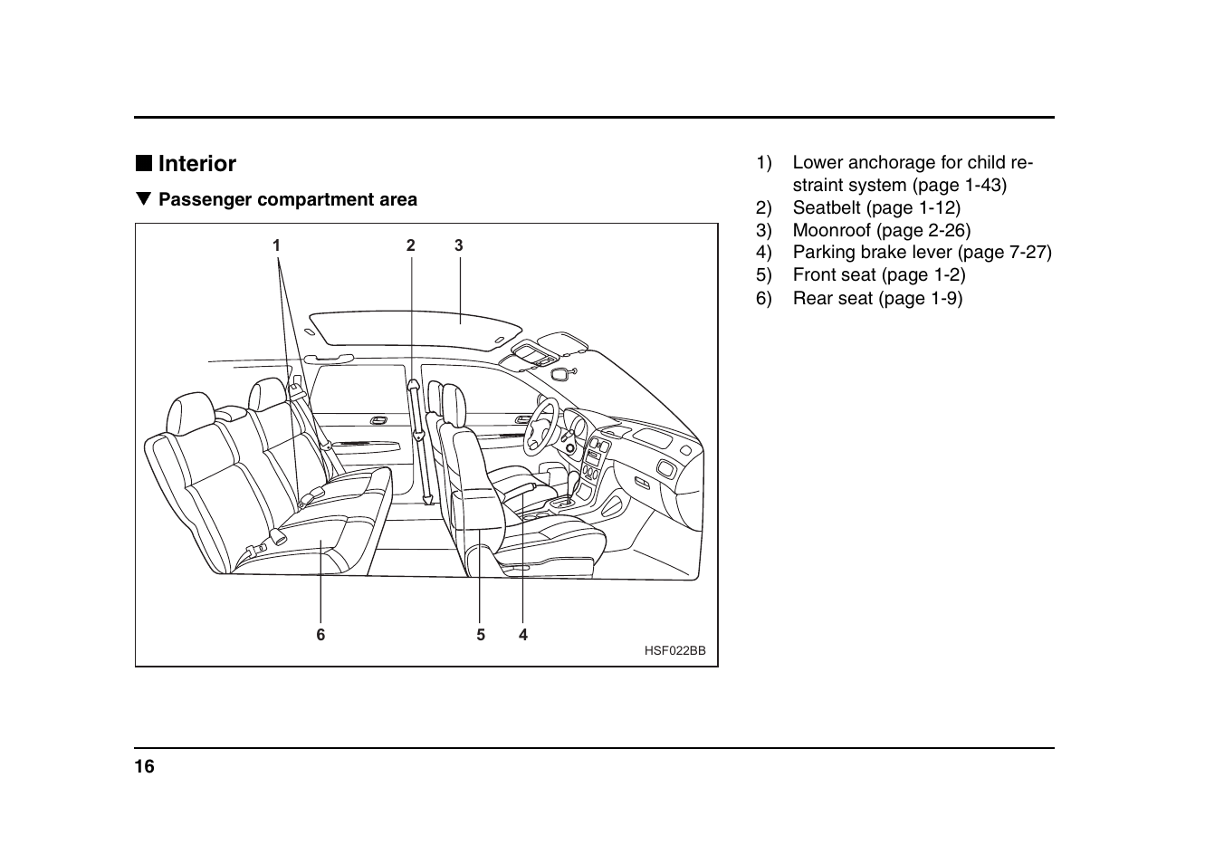 Interior | Subaru 2004 Forester X User Manual | Page 19 / 439