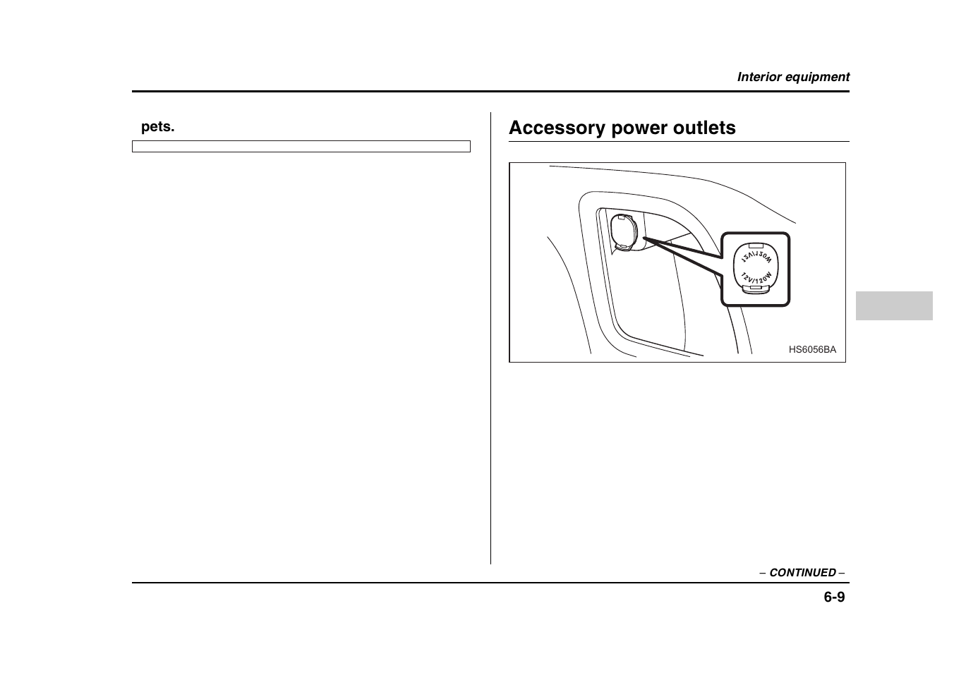 Accessory power outlets | Subaru 2004 Forester X User Manual | Page 228 / 439