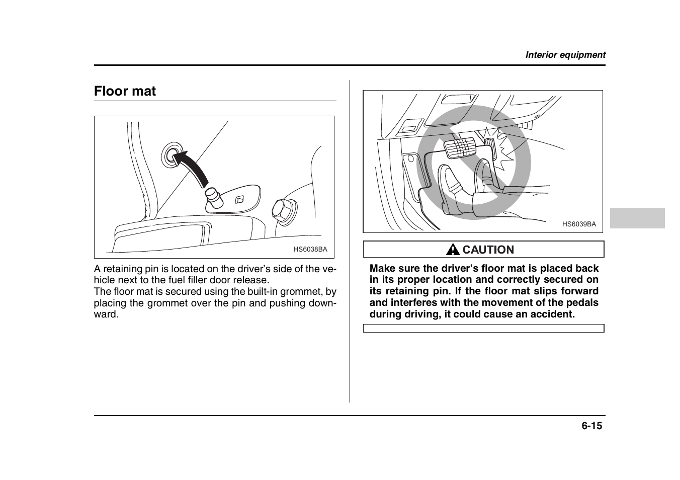 Floor mat | Subaru 2004 Forester X User Manual | Page 234 / 439