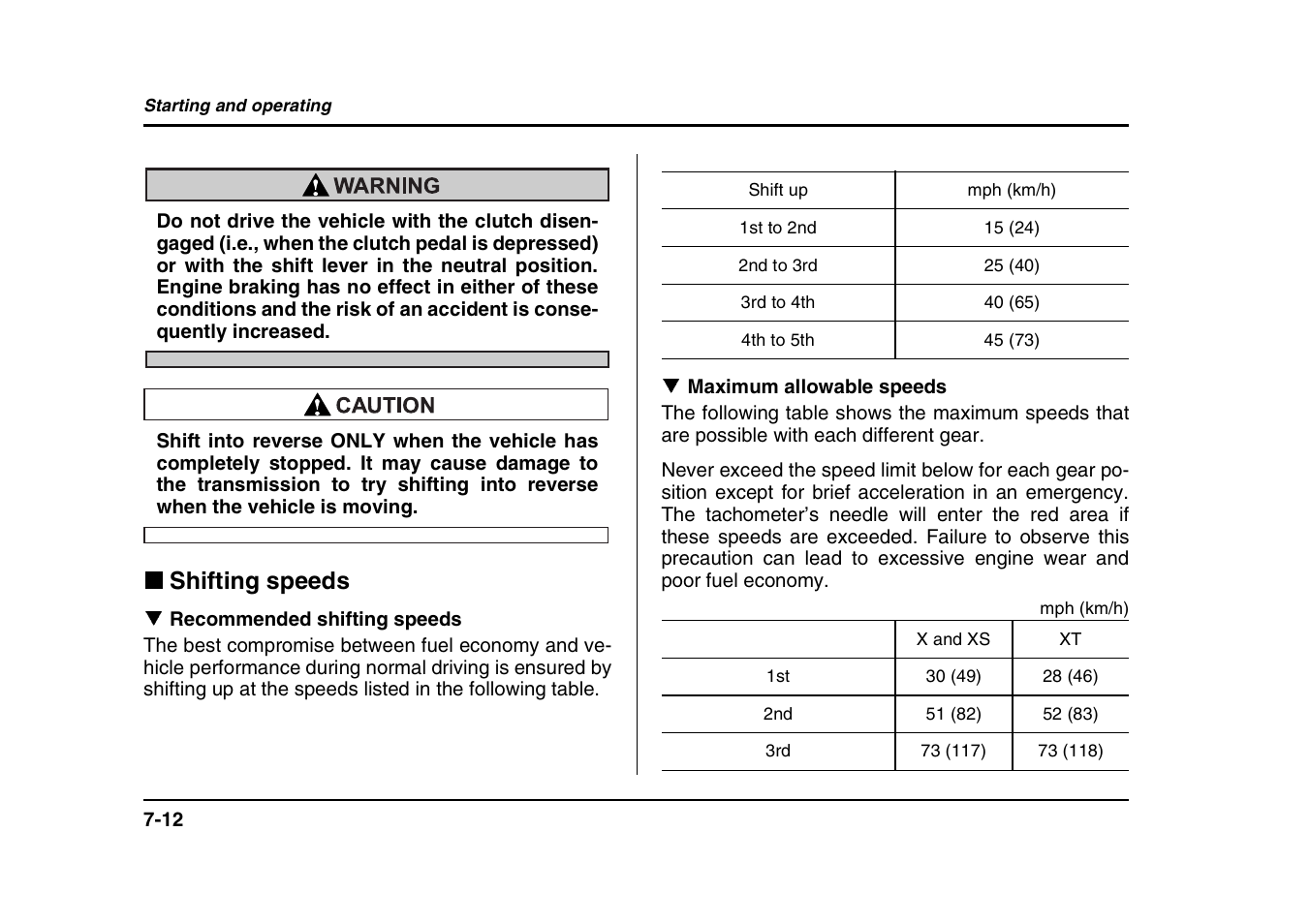 Shifting speeds | Subaru 2004 Forester X User Manual | Page 253 / 439