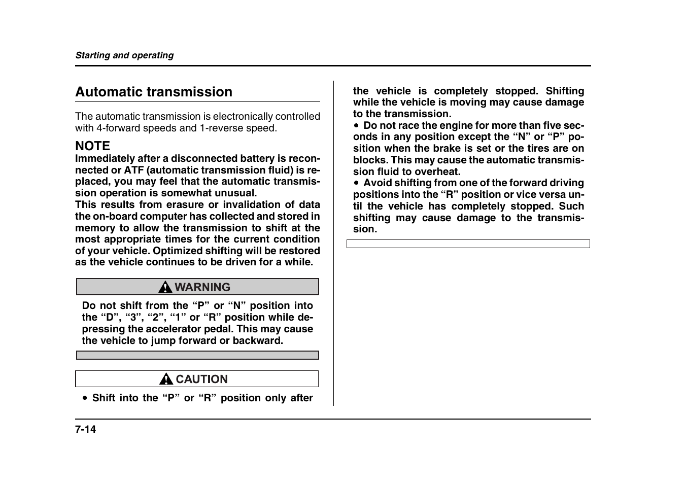 Automatic transmission | Subaru 2004 Forester X User Manual | Page 255 / 439