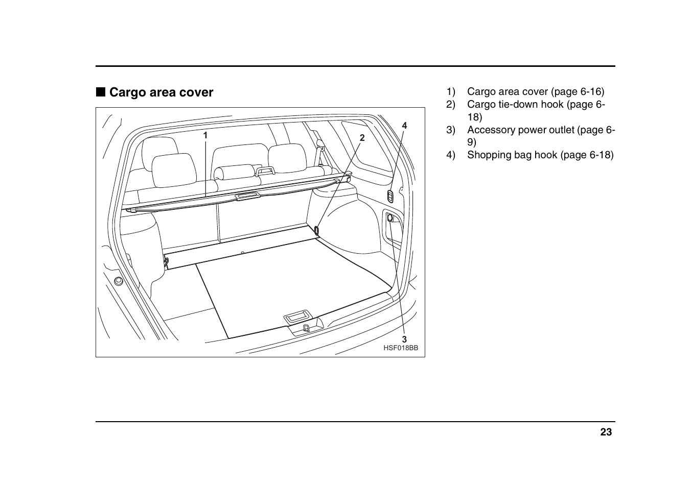 Cargo area cover | Subaru 2004 Forester X User Manual | Page 26 / 439