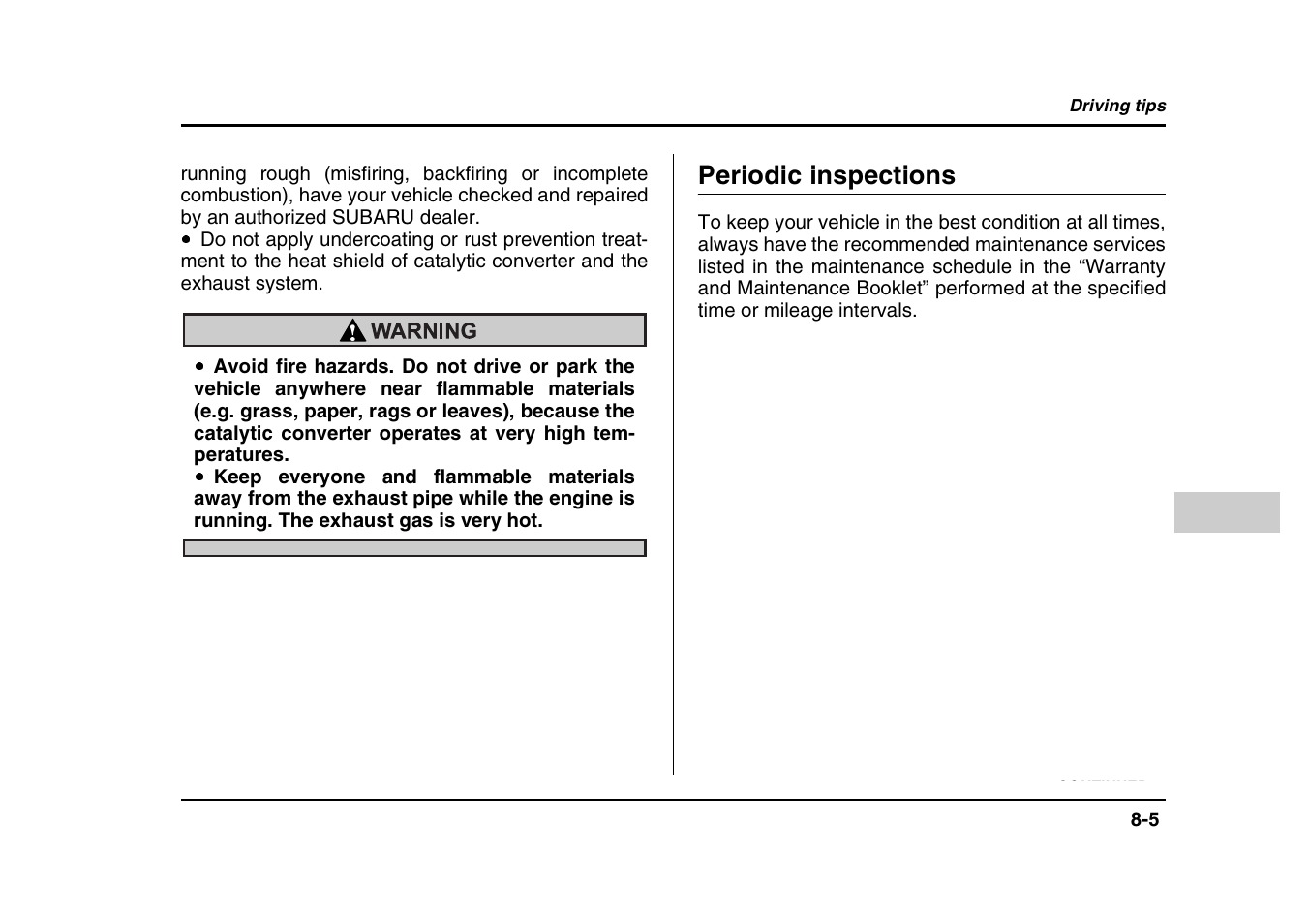 Periodic inspections | Subaru 2004 Forester X User Manual | Page 284 / 439