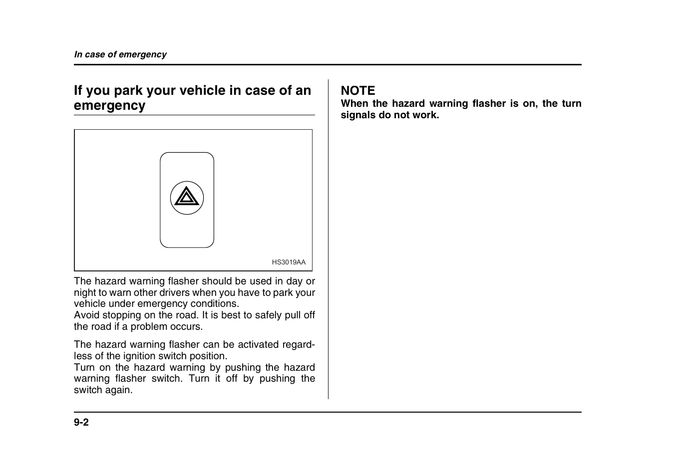 If you park your vehicle in case of an emergency | Subaru 2004 Forester X User Manual | Page 317 / 439