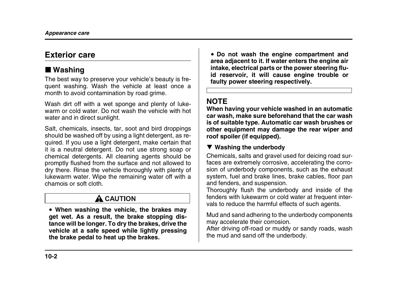 Exterior care | Subaru 2004 Forester X User Manual | Page 337 / 439