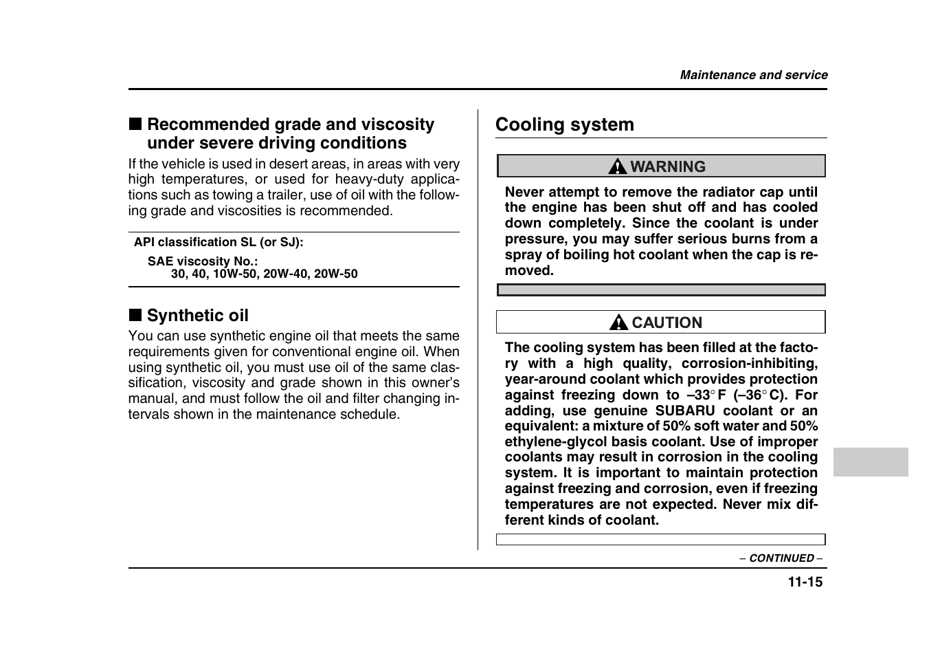 Cooling system | Subaru 2004 Forester X User Manual | Page 358 / 439