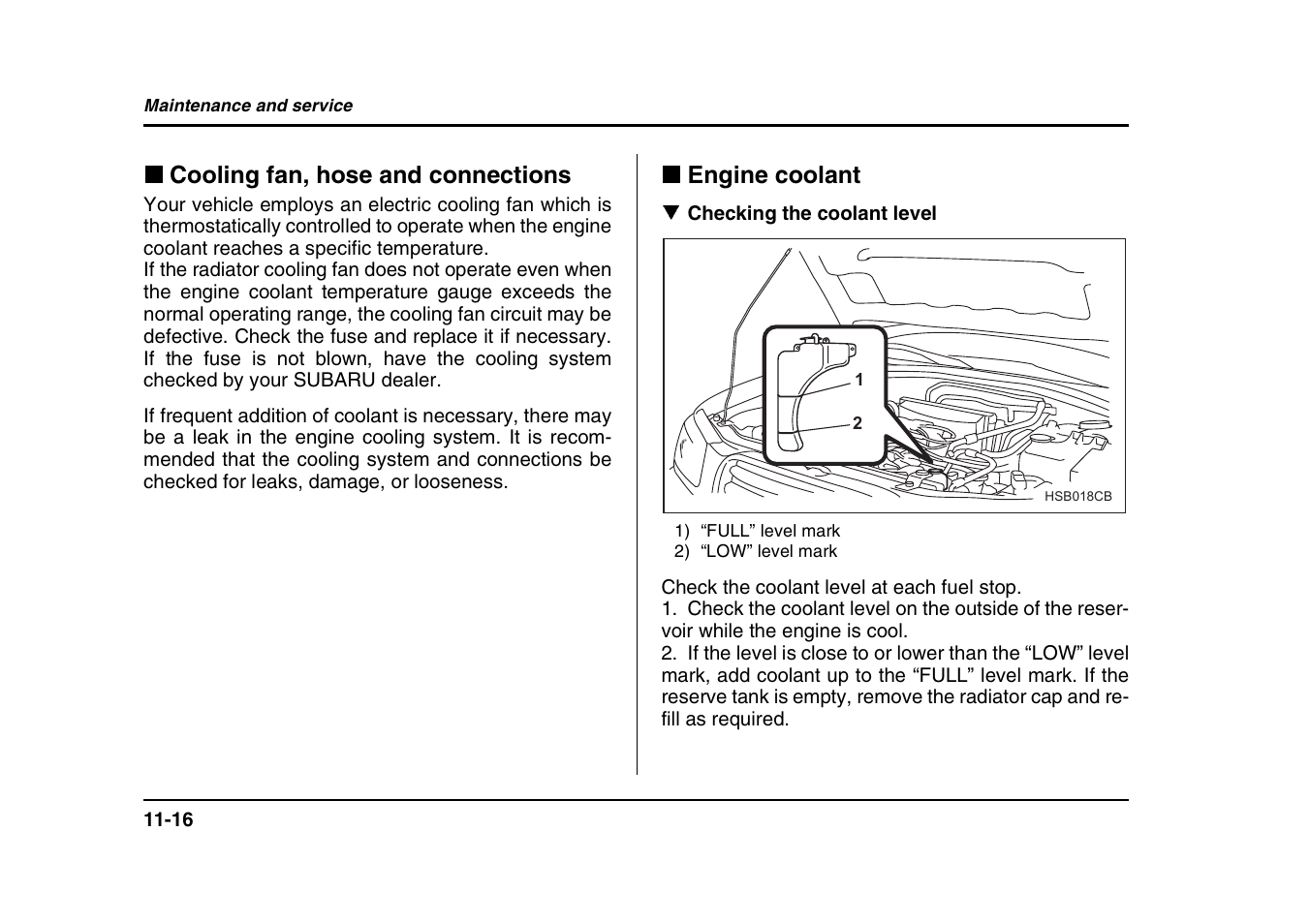 Cooling fan, hose and connections, Engine coolant | Subaru 2004 Forester X User Manual | Page 359 / 439