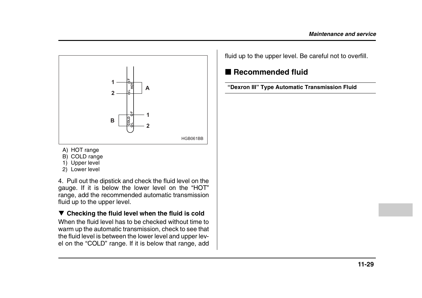 Recommended fluid | Subaru 2004 Forester X User Manual | Page 372 / 439