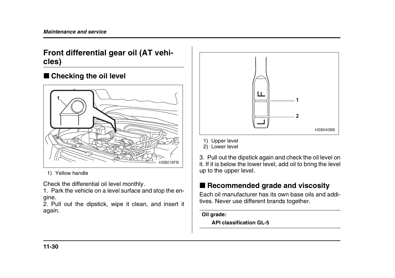 Front differential gear oil (at vehi- cles) | Subaru 2004 Forester X User Manual | Page 373 / 439