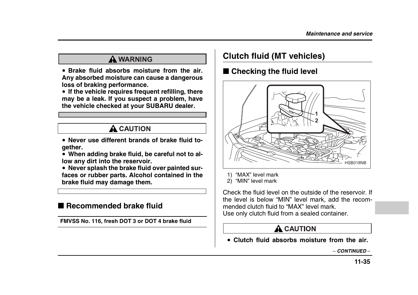 Clutch fluid (mt vehicles) | Subaru 2004 Forester X User Manual | Page 378 / 439