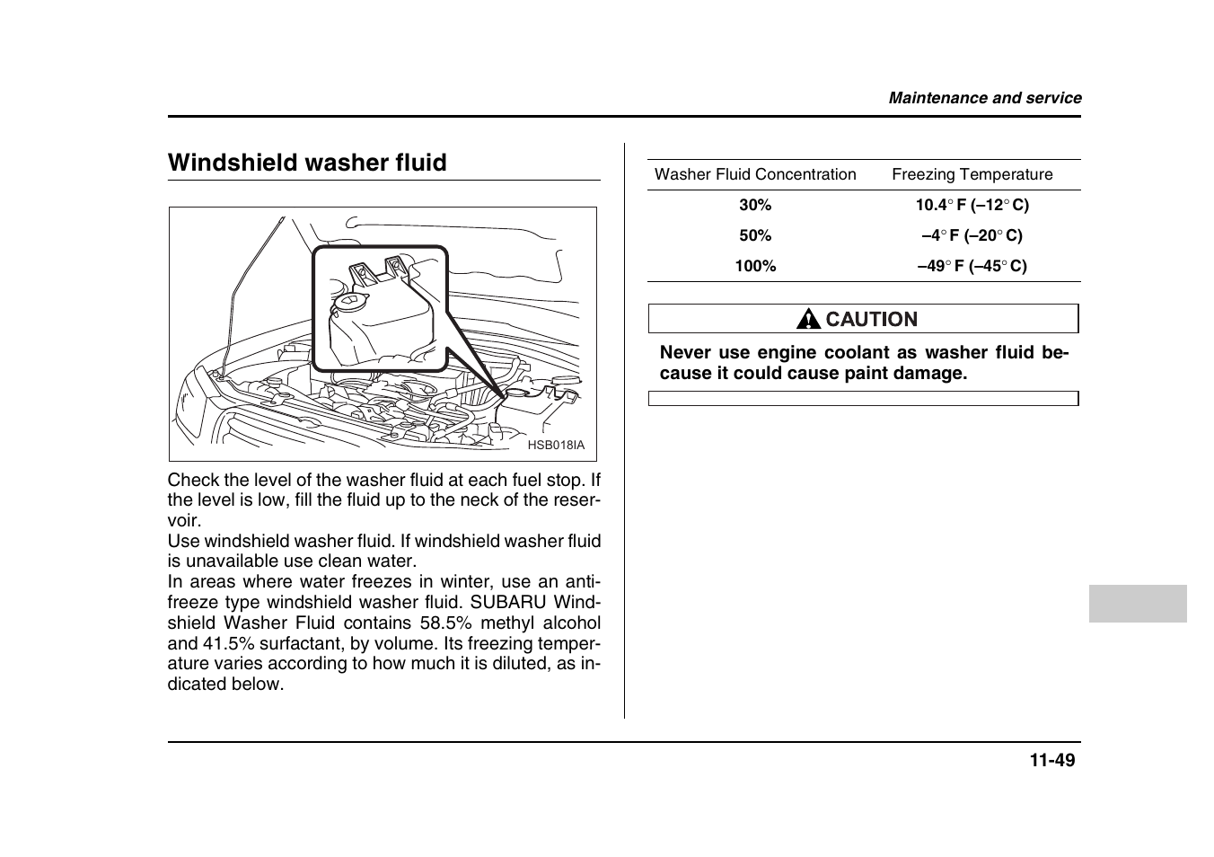 Windshield washer fluid | Subaru 2004 Forester X User Manual | Page 392 / 439