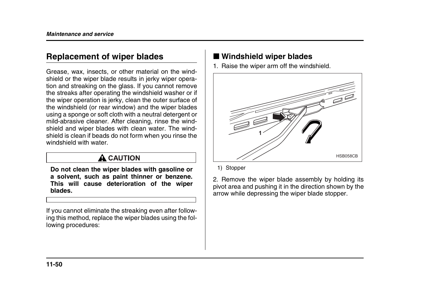 Replacement of wiper blades | Subaru 2004 Forester X User Manual | Page 393 / 439