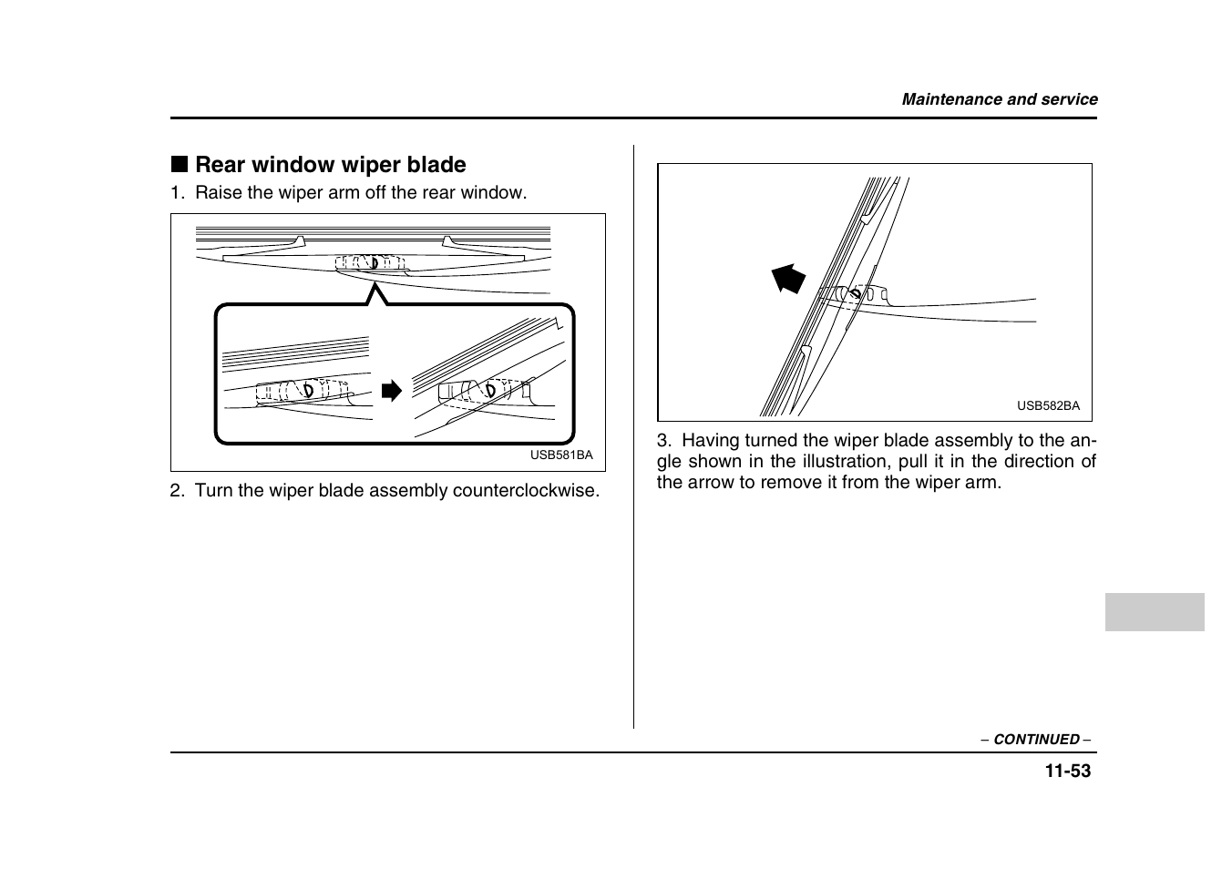 Rear window wiper blade | Subaru 2004 Forester X User Manual | Page 396 / 439