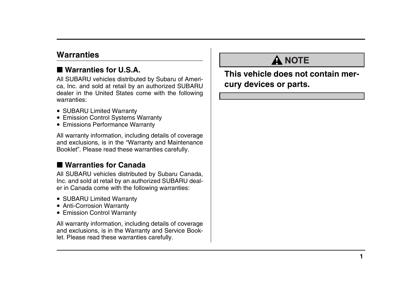Warranties | Subaru 2004 Forester X User Manual | Page 4 / 439