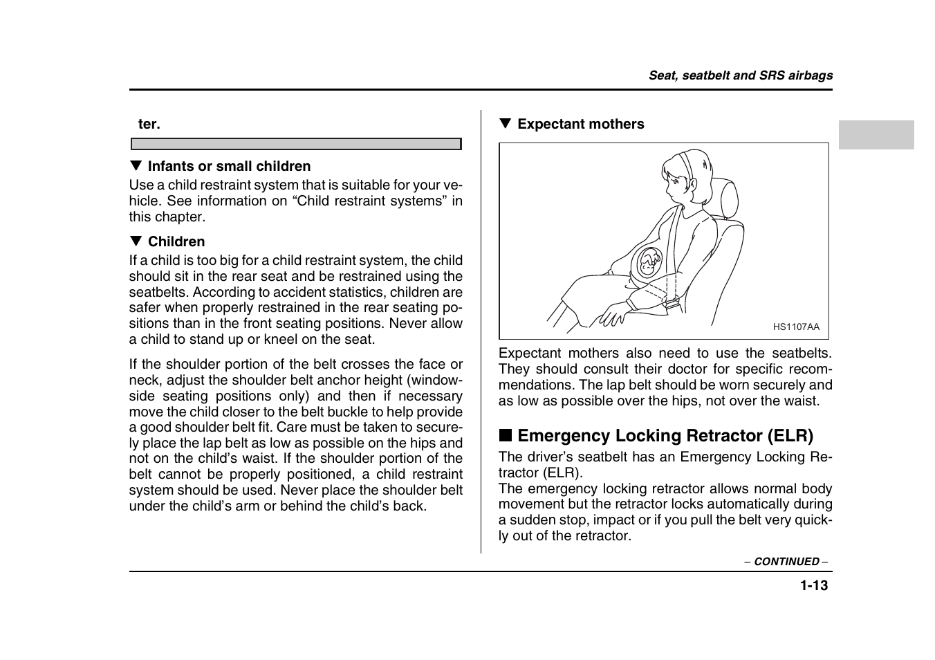 Emergency locking retractor (elr) | Subaru 2004 Forester X User Manual | Page 40 / 439