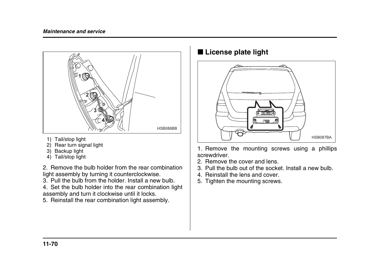 License plate light | Subaru 2004 Forester X User Manual | Page 413 / 439