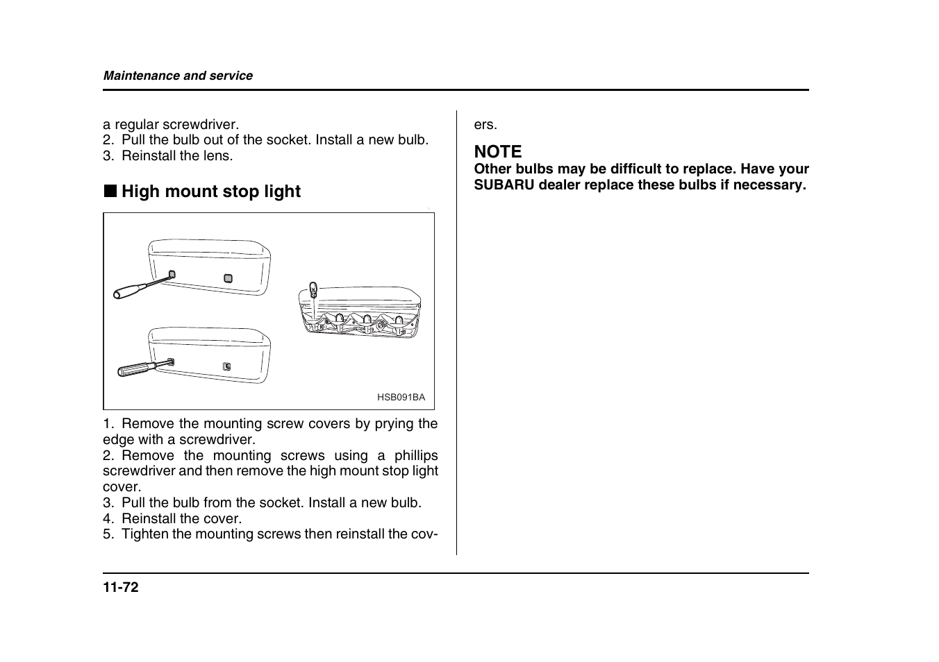 High mount stop light | Subaru 2004 Forester X User Manual | Page 415 / 439