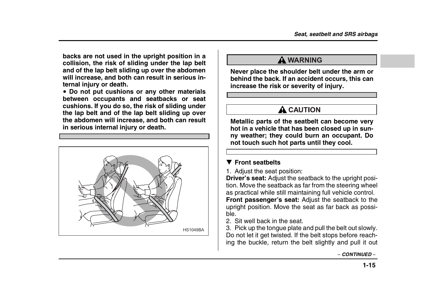 Subaru 2004 Forester X User Manual | Page 42 / 439