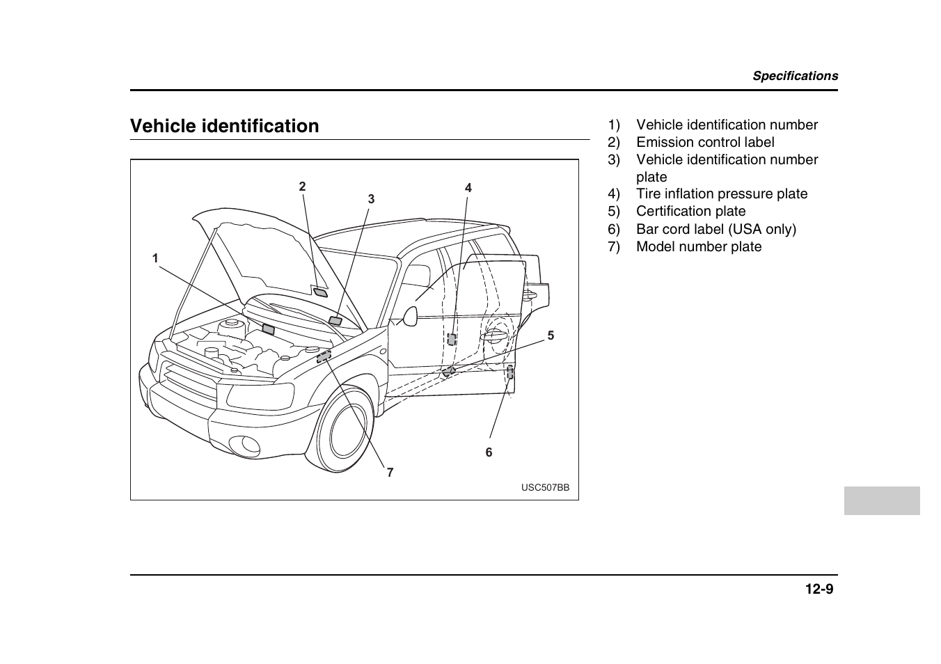 Vehicle identification | Subaru 2004 Forester X User Manual | Page 424 / 439