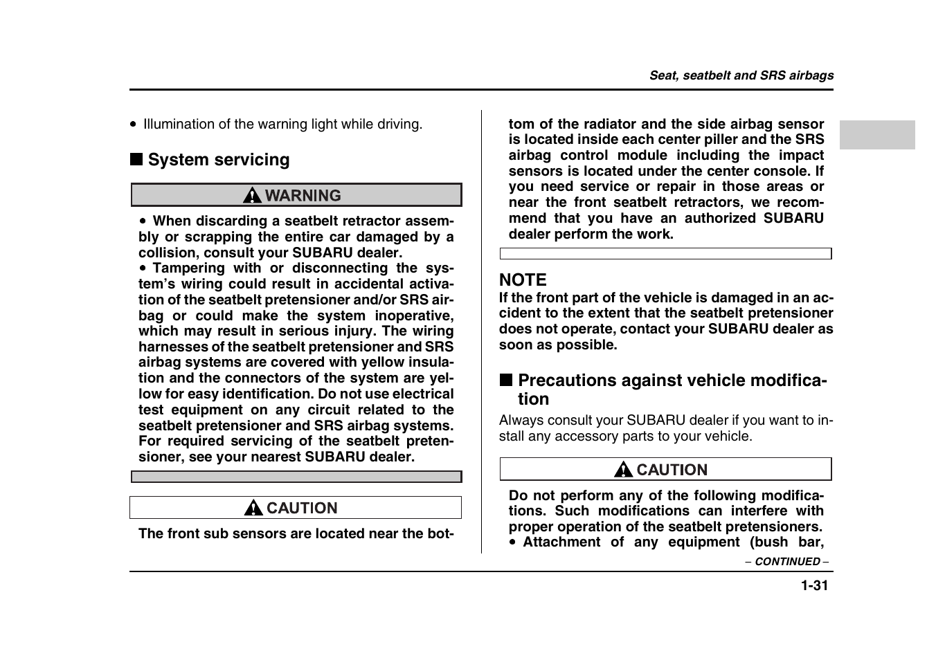 Subaru 2004 Forester X User Manual | Page 58 / 439