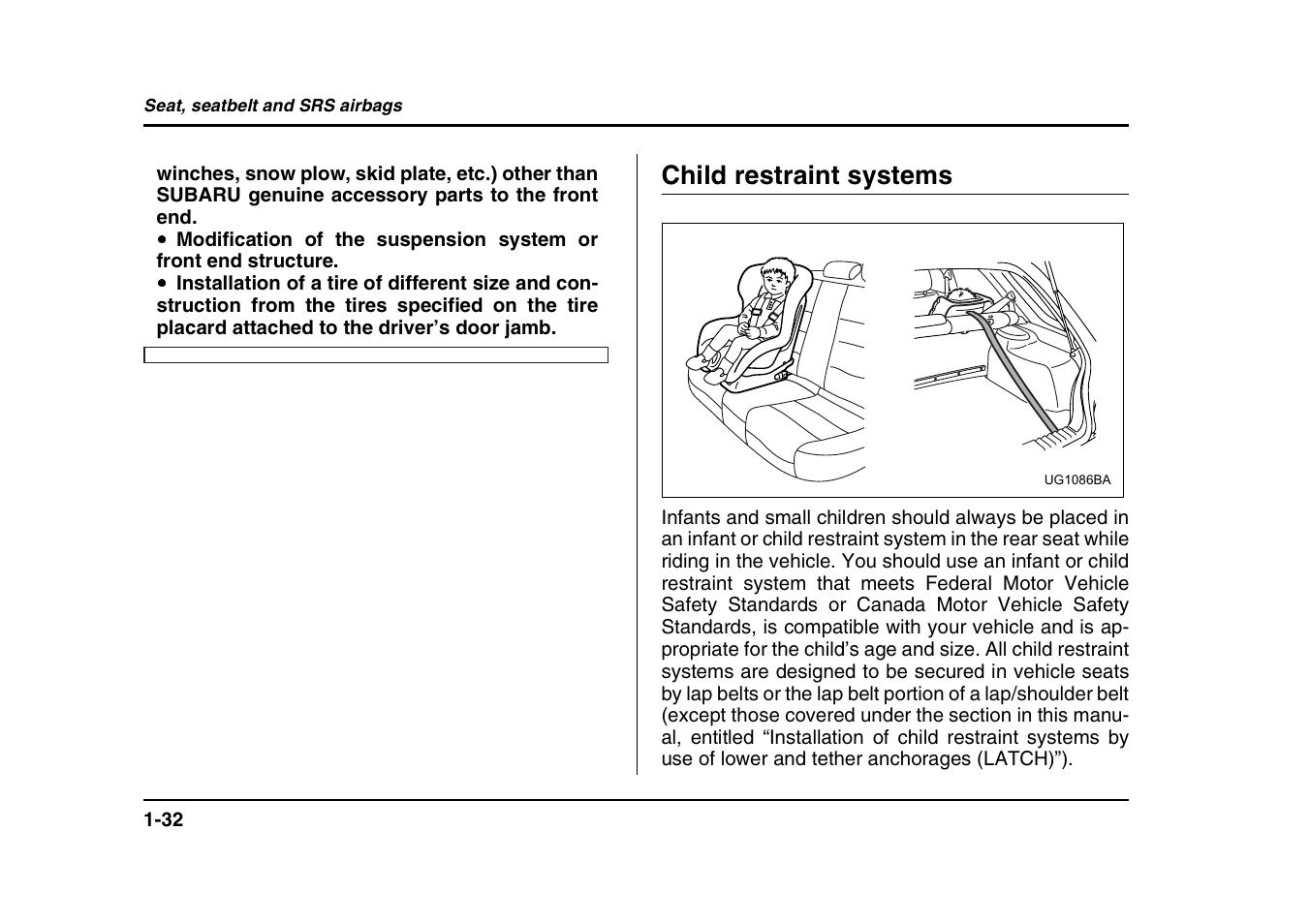 Child restraint systems | Subaru 2004 Forester X User Manual | Page 59 / 439