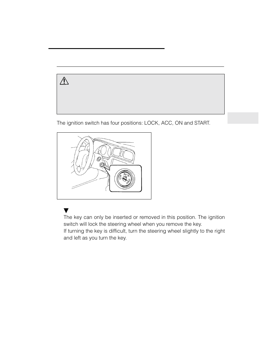 Warning, Ignition switch | Subaru 2003 Legacy User Manual | Page 127 / 472
