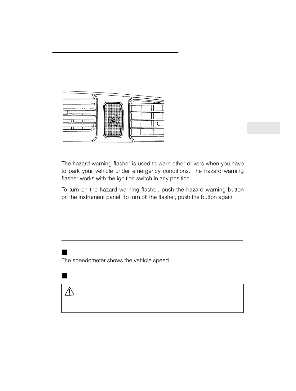 Caution, Hazard warning flasher, Meters and gauges | Subaru 2003 Legacy User Manual | Page 131 / 472