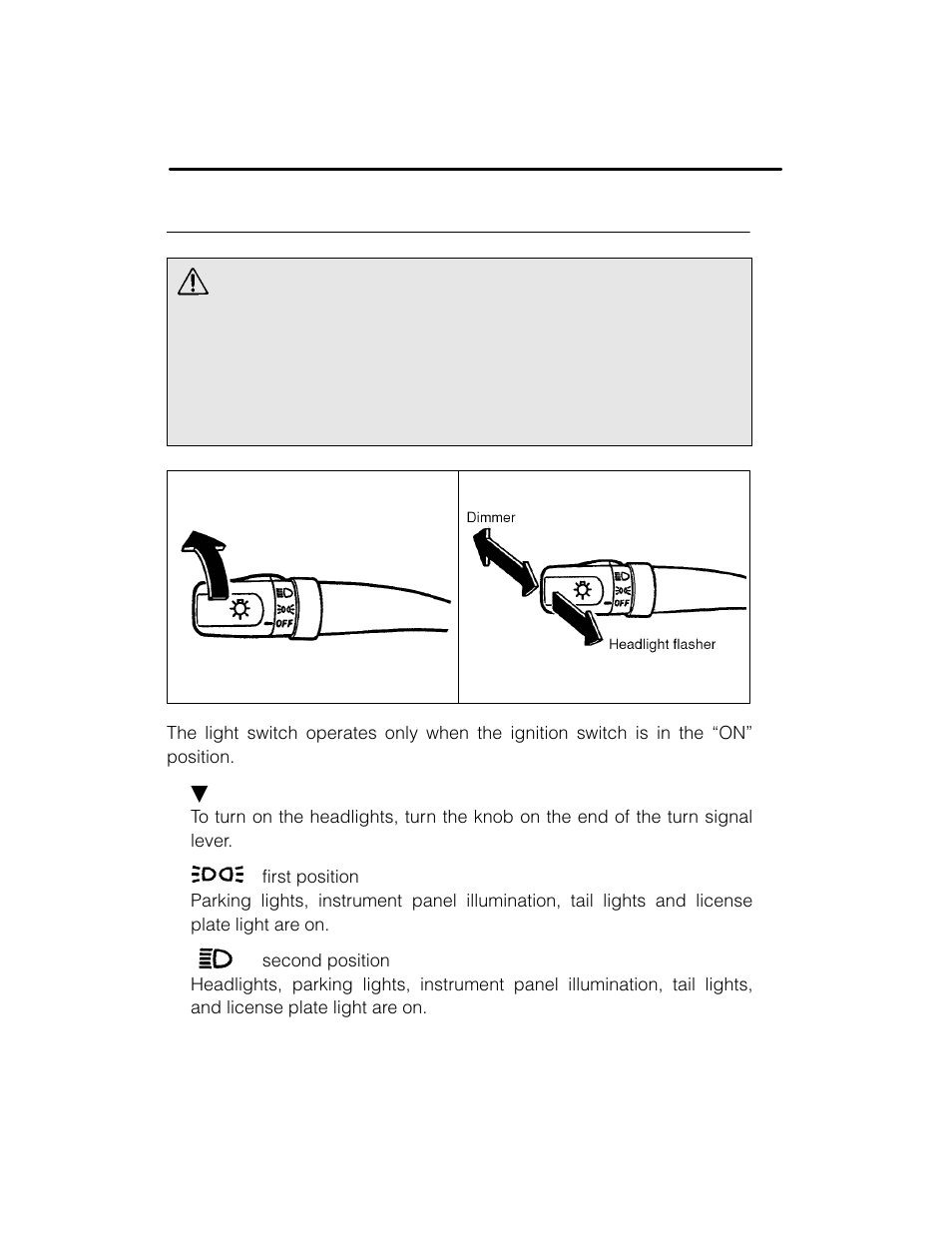Warning, Light control switch | Subaru 2003 Legacy User Manual | Page 144 / 472