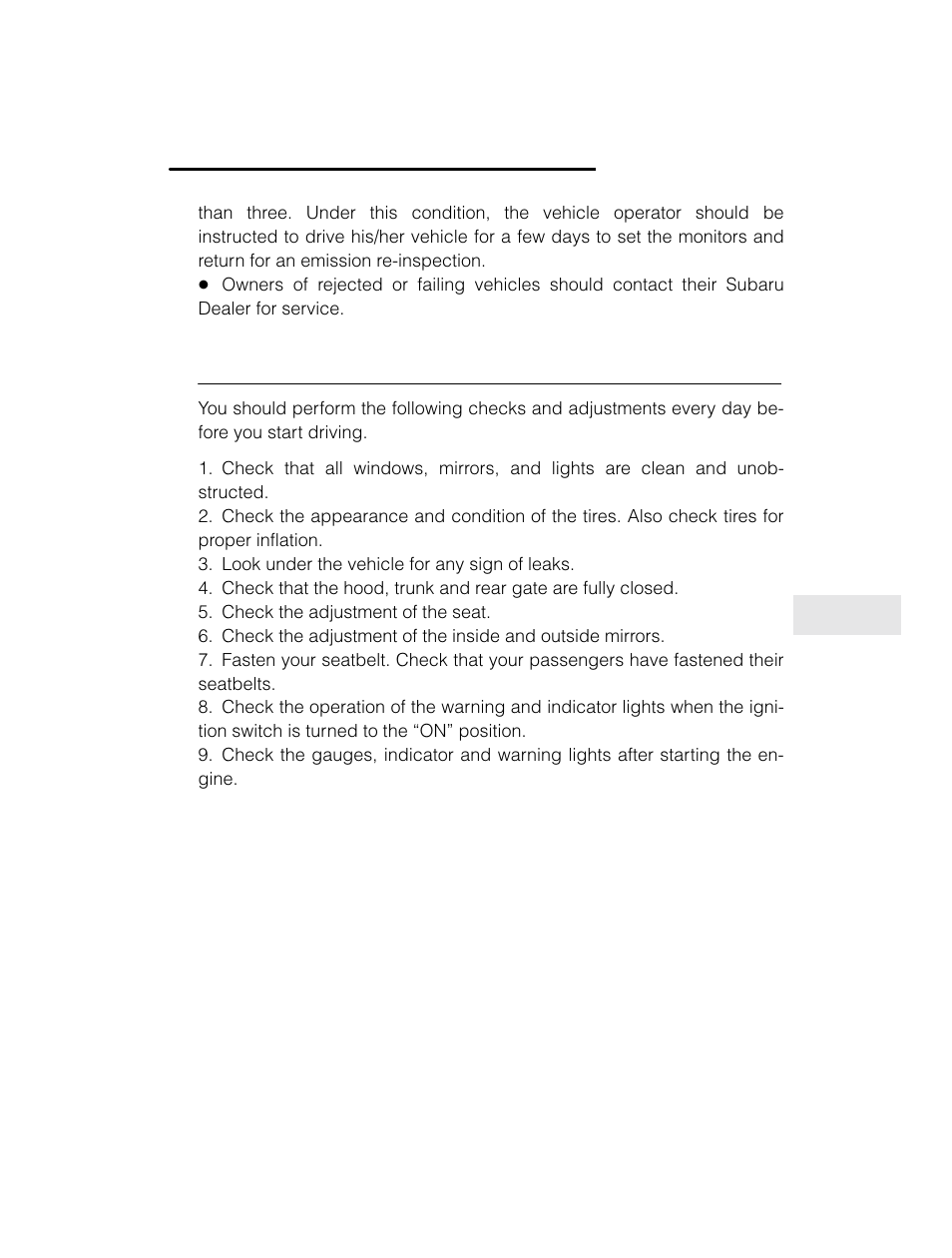 Preparing to drive | Subaru 2003 Legacy User Manual | Page 259 / 472