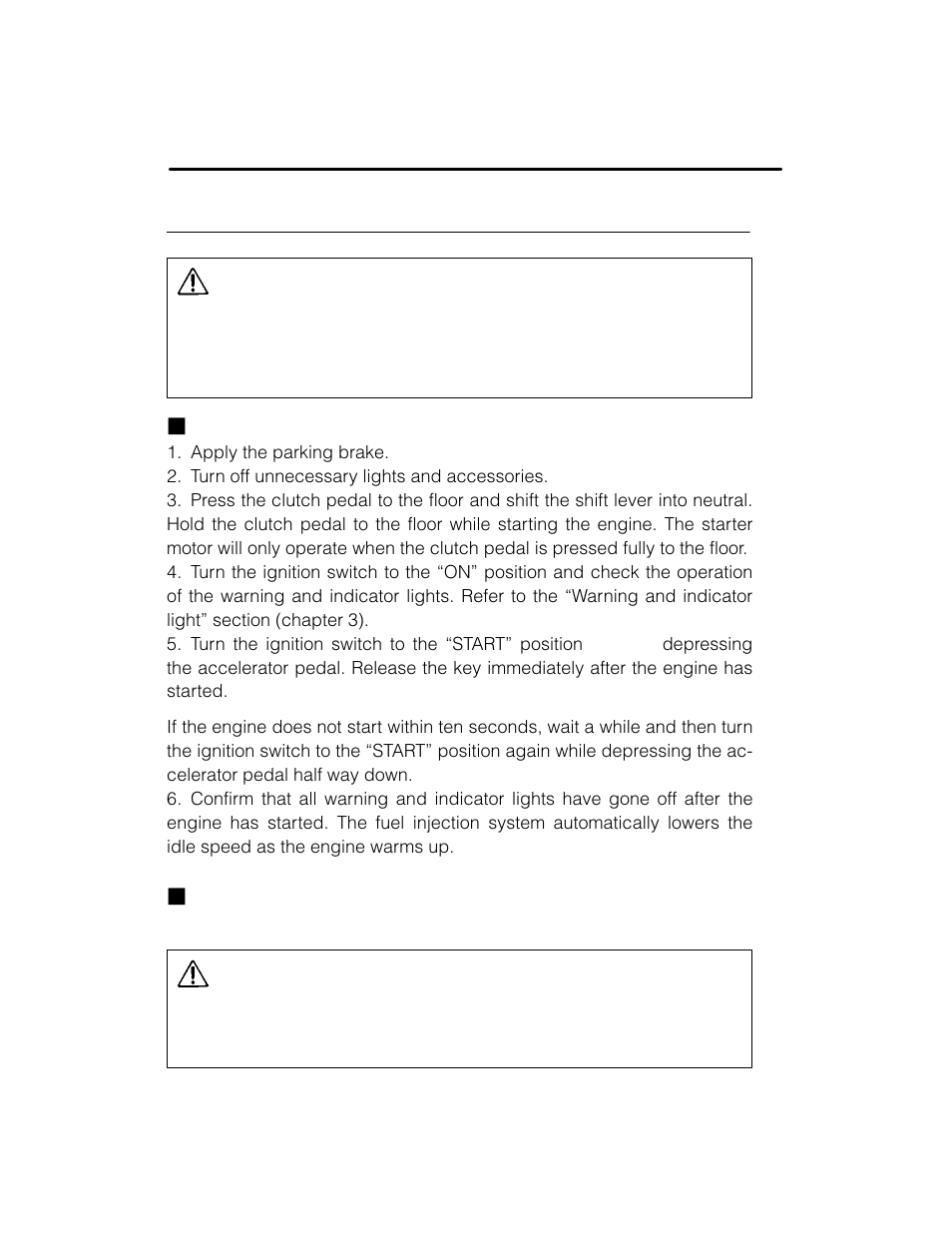 Caution, Starting the engine | Subaru 2003 Legacy User Manual | Page 260 / 472