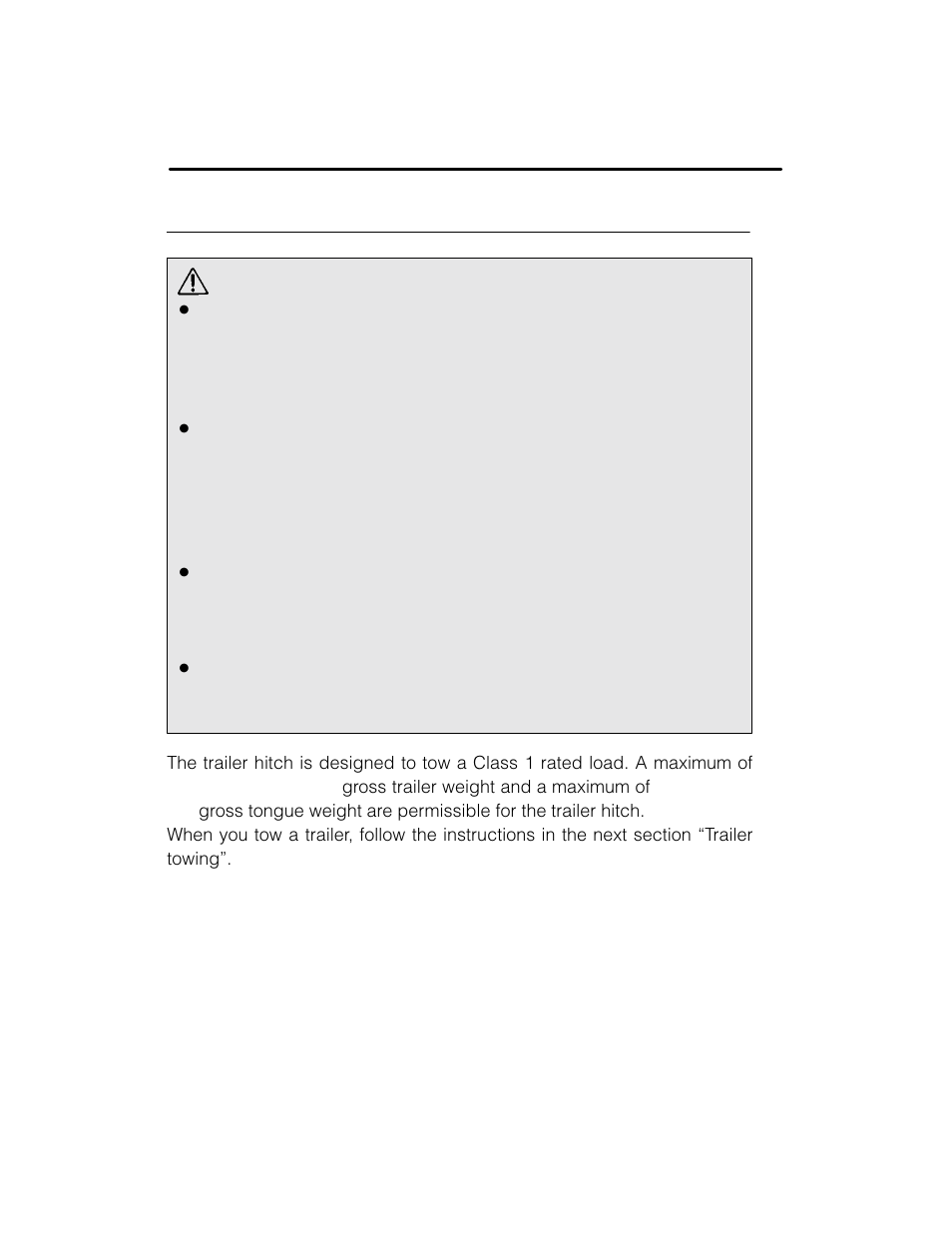 Warning, Trailer hitch (if equipped) | Subaru 2003 Legacy User Manual | Page 322 / 472