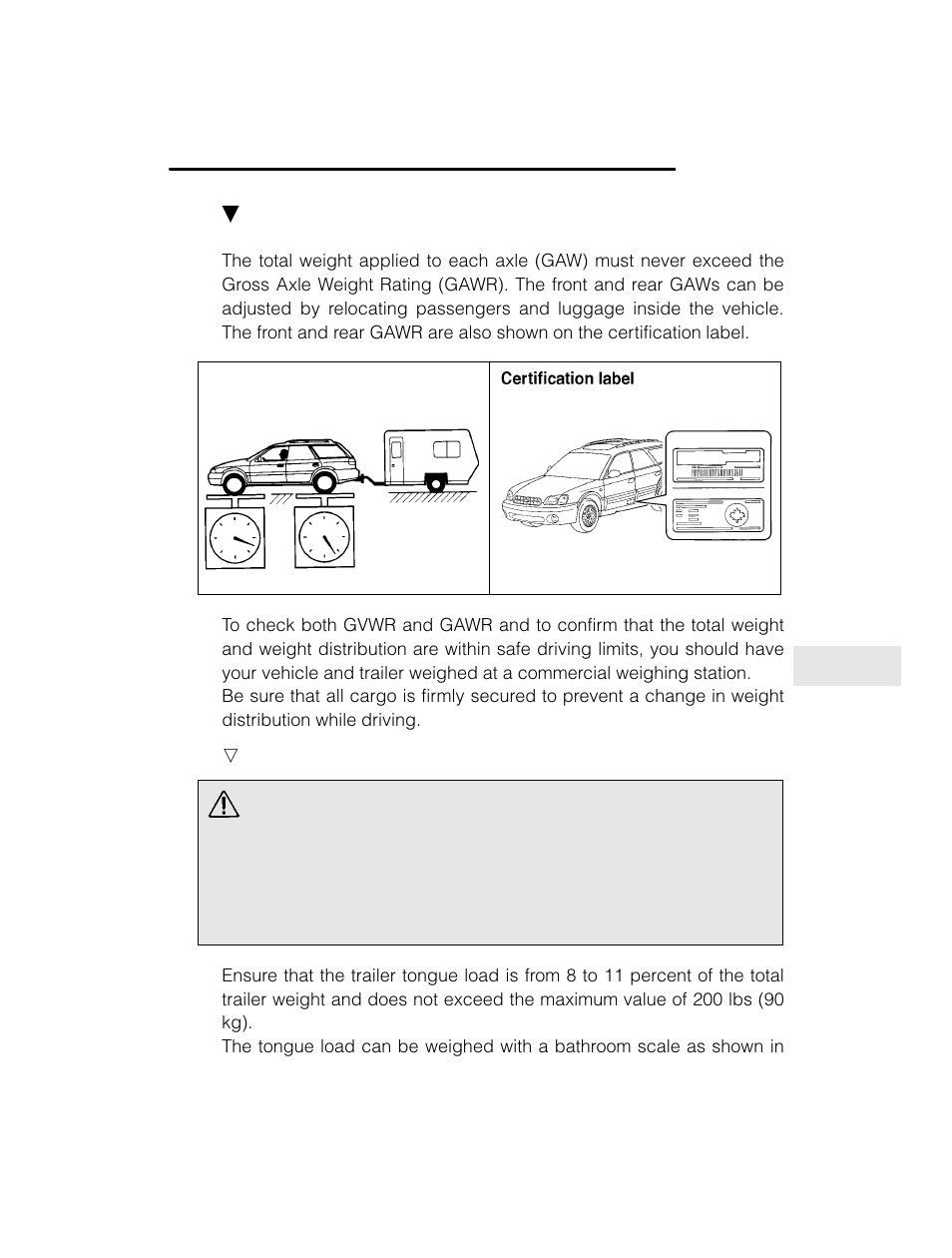 Warning | Subaru 2003 Legacy User Manual | Page 329 / 472
