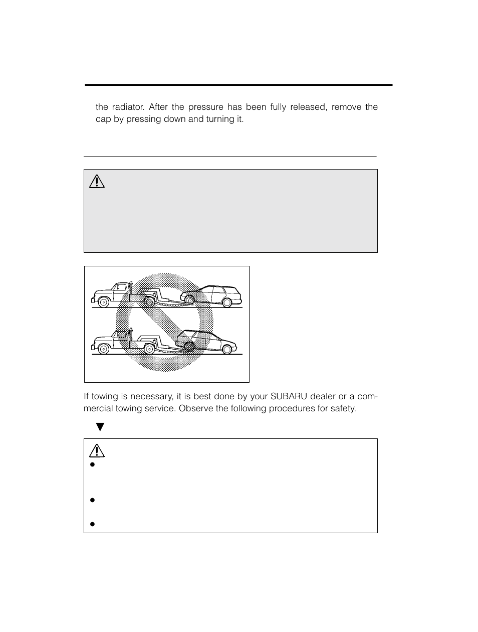 Warning, Caution, Towing | Subaru 2003 Legacy User Manual | Page 354 / 472