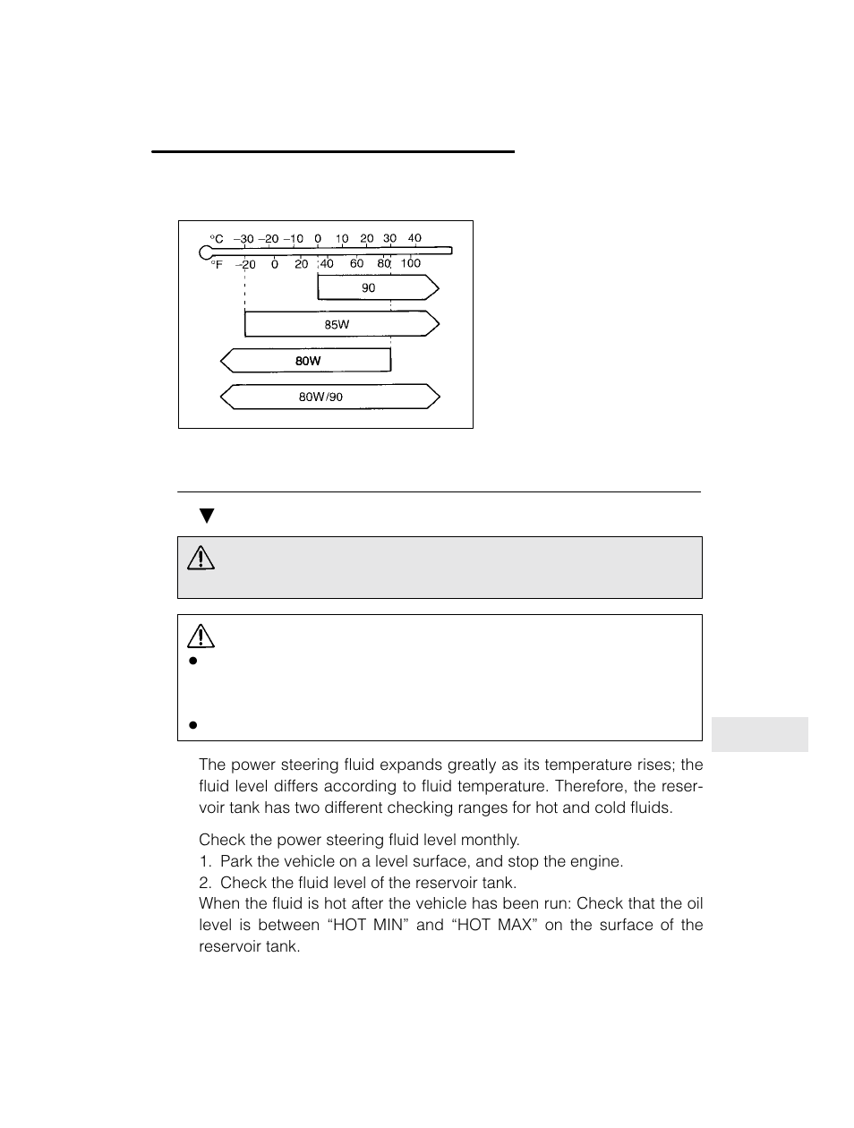 Warning, Caution, Power steering fluid | Subaru 2003 Legacy User Manual | Page 401 / 472