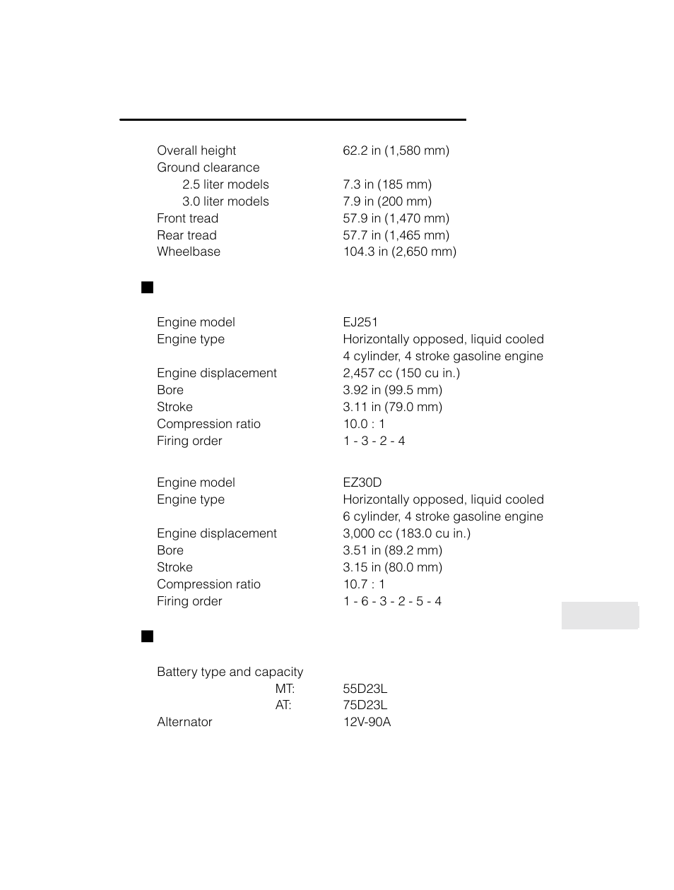 Jengine, Jelectrical system | Subaru 2003 Legacy User Manual | Page 443 / 472