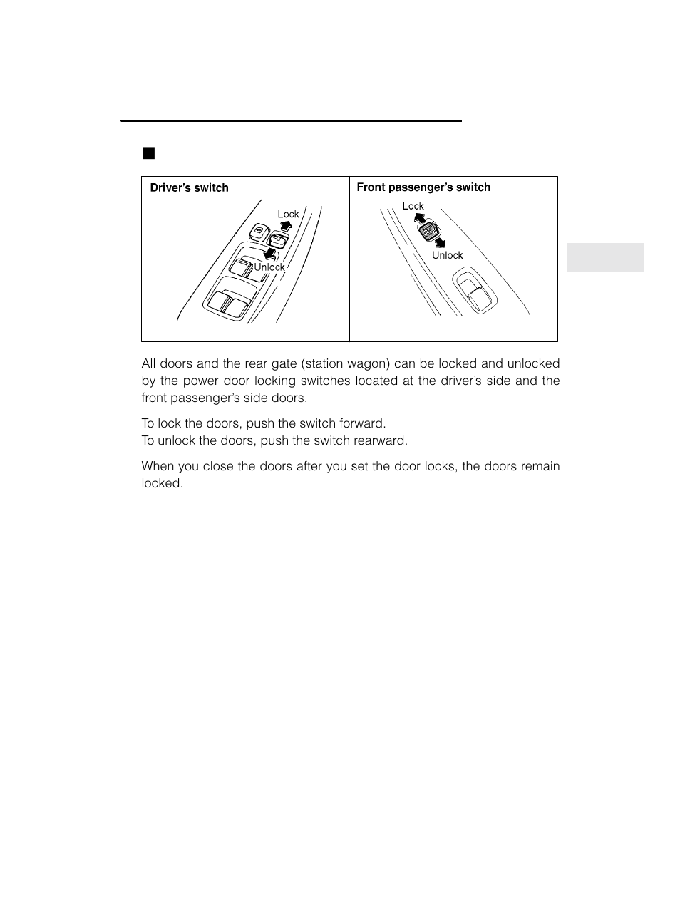 Jpower door locking switches | Subaru 2003 Legacy User Manual | Page 95 / 472