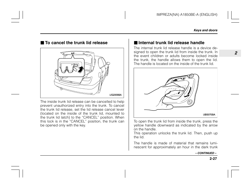 Subaru 2003 Impreza User Manual | Page 118 / 425
