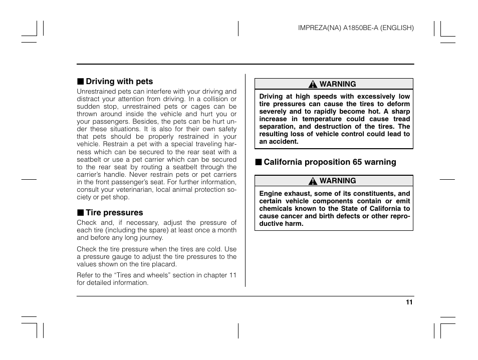Subaru 2003 Impreza User Manual | Page 14 / 425