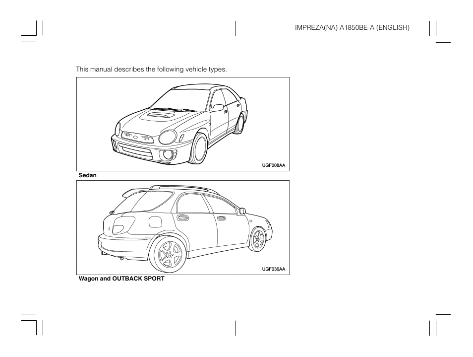 Subaru 2003 Impreza User Manual | Page 2 / 425