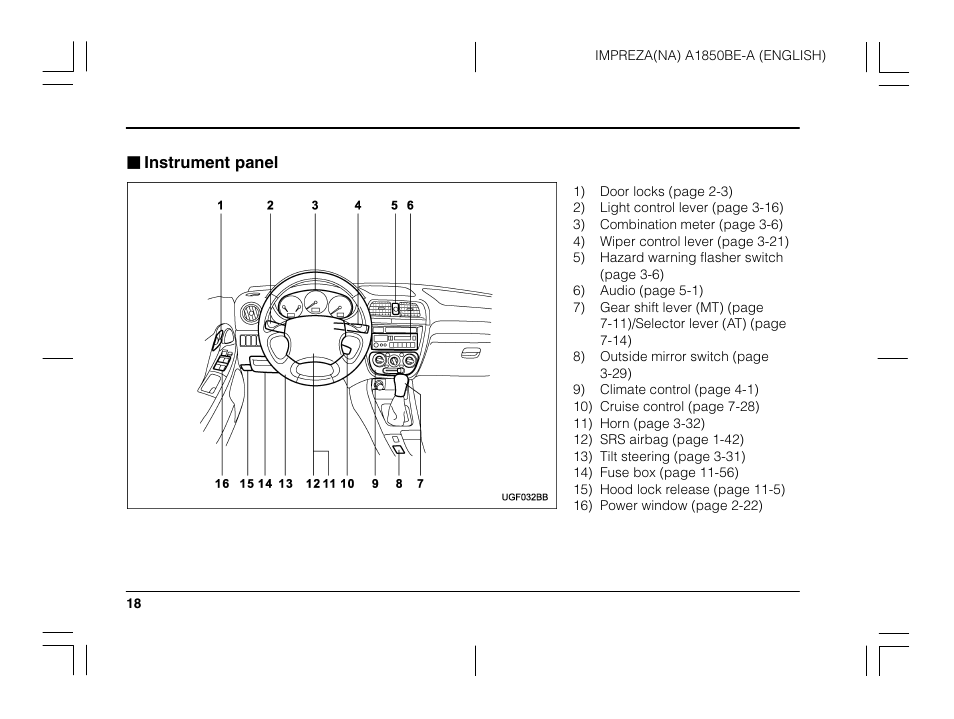 Subaru 2003 Impreza User Manual | Page 21 / 425