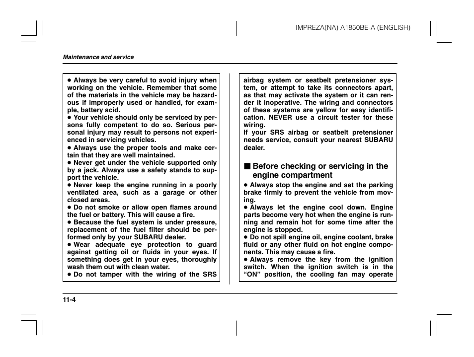 Subaru 2003 Impreza User Manual | Page 327 / 425