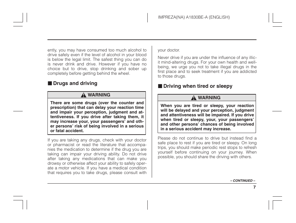 Subaru 2002 Impreza User Manual | Page 10 / 390