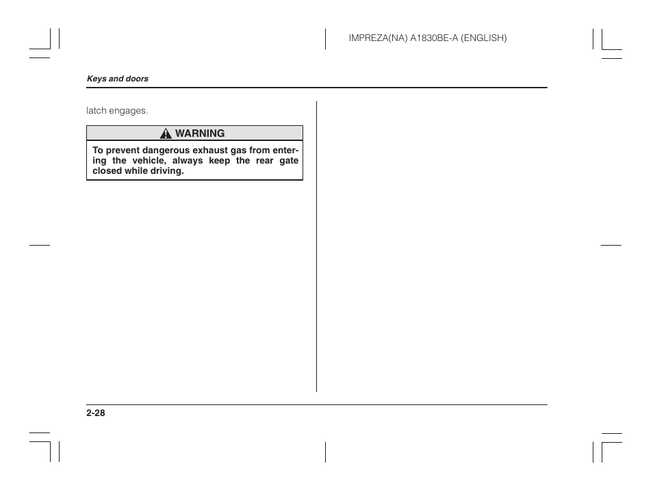 Subaru 2002 Impreza User Manual | Page 113 / 390